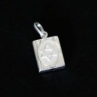 Pingente de Prata 925 Escapulario Judaico Estrela de Davi / Simbolo Chai Fosco