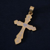 Pingente de Aço Cruxifixo com Ouro