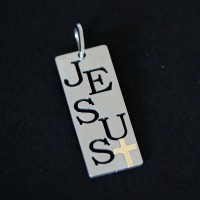 Pingente de Ao Jesus Cristo com Cruz de Ouro