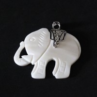 Pingente de Prata 925 Elefante Madre Perola